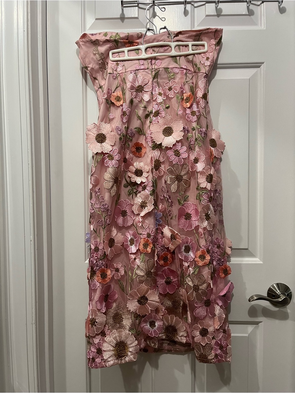 Pink Floral Halter Midi Dress with Front Slit - Picture 5 of 7
